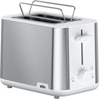 Braun HT 1510 8 2 fetta/e 900 W Acciaio inox, Bianco, Tostapane accaio/Bianco, 2 fetta/e, Acciaio inox, Bianco, Plastica, Acciaio inox, 900 W, 188 mm, 318 mm