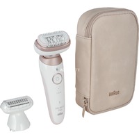 Braun Silk-épil 9 Flex 9-030 3D 40 pinzette Rosa, Bianco, Epilatore bianco/Oro rosè, Rosa, Bianco, 40 pinzette, MicroGrip, Ascella, Bikini, 0,5 mm, Batteria