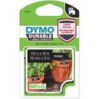 Dymo D1 etichette durevoli originali | 12 mm x 3 mm | stampa bianca su nero | etichette autoadesive che durano sulle superfici impegnative | per etichettatrice LabelManager | 1 Pezzo, Nastro di scrittura Bianco su nero, Nero, Vinile, Belgio, -40 - 80 °C, DYMO