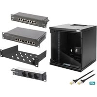 Digitus Set di rete 254 mm (10") - 6U, 312 x 300 mm (L x P), IT armadio Nero