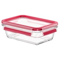 Emsa CLIP & CLOSE N10406 Rettangolare Scatola 0,7 L Trasparente 1 pz, Casella trasparente/Rosso, Scatola, Rettangolare, 0,7 L, Trasparente, Vetro, 420 °C