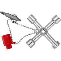 KNIPEX 00 11 03 chiave di armadietti di controllo e utilità, chiave combinata   Metallico, Rosso, Zinco pressofuso, 4 gamba/gambe, 4 testina/e, Cerchio, Quadrato, Triangolo, 5,6,8 mm