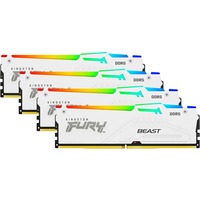 Kingston FURY FURY Beast 64 GB 6000 MT/s DDR5 CL40 DIMM (Kit da 4 moduli) White RGB XMP, Memoria bianco, 64 GB, 4 x 16 GB, DDR5, 288-pin DIMM, Bianco