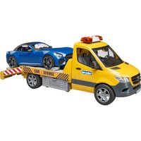bruder MB Sprinter Trasportatore di auto con modulo luce e suono, Veicolo modello arancione /Blu
