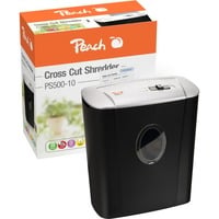 Peach PS500-10 distruggi documenti Triturazione incrociata 72 dB 22 cm Nero argento/Nero, Triturazione incrociata, 22 cm, 4 x 52 mm, 11 L, 80 fogli, 72 dB