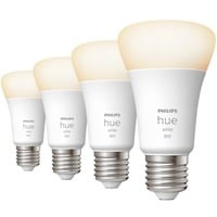 Philips Hue A60 - lampadina connessa E27 - 800 (confezione da 4), Lampada a LED Philips Hue White A60 - lampadina connessa E27 - 800 (confezione da 4), Lampadina intelligente, Bluetooth/Zigbee, Bianco, LED, E27, A60