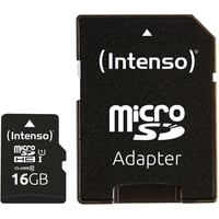 Intenso 3424470 memoria flash 16 GB MicroSD UHS-I Classe 10, Scheda di memoria Nero, 16 GB, MicroSD, Classe 10, UHS-I, Class 1 (U1), Resistente agli urti, A prova di temperatura, Impermeabile, A prova di raggi X