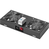 Digitus Unità di ventilazione sul soffitto per alloggiamenti a parete da 483 mm (19"), Modulo fan Nero, Ventilatore da tetto, Nero, Acciaio inossidabile, 2 ventola(e), 276 m³/h, 1,8 m
