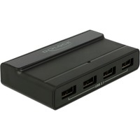DeLOCK Hub esterno USB 3.2 Gen 2 a 4 porte 10Gbps, Hub USB Nero