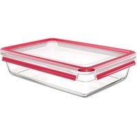Emsa CLIP & CLOSE N10412 Rettangolare Scatola 3 L Trasparente 1 pz, Casella trasparente/Rosso, Scatola, Rettangolare, 3 L, Trasparente, Vetro, 420 °C