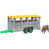 bruder Livestock trailer with 1 cow parte e accessorio di modellino in scala Carrello, Veicolo modello grigio, 1:16, 3 anno/i, Verde, Grigio