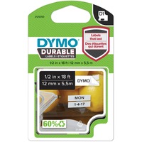 Dymo D1 etichette durevoli originali | 12 mm x 5 mm | stampa bianca su nero | etichette autoadesive che durano sulle superfici impegnative | per etichettatrice LabelManager | 1 Pezzo, Nastro di scrittura Nero su bianco, Multicolore, Vinile, Belgio, -40 - 80 °C, DYMO