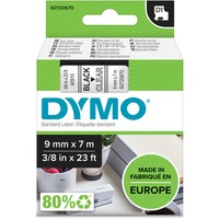 Dymo D1 - Standard Etichette - Nero su trasparente - 9mm x 7m, Nastro di scrittura Nero trasparente, Poliestere, Belgio, -18 - 90 °C, DYMO, LabelManager, LabelWriter 450 DUO