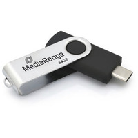MediaRange USB Type-C 64 GB, Chiavetta USB Nero/Argento