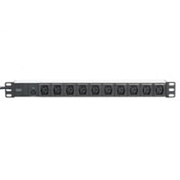 Digitus Striscia di prese 19" C13 con profilo in alluminio, 10 vie, 1U, Ciabatta Nero/alluminio