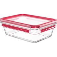 Emsa CLIP & CLOSE N10410 Rettangolare Scatola 1,3 L Trasparente 1 pz, Casella trasparente/Rosso, Scatola, Rettangolare, 1,3 L, Trasparente, Vetro, 420 °C