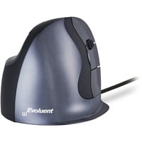 Evoluent Evoluent D mouse Ufficio Mano destra USB tipo A Laser 3200 DPI Nero/Argento, Mano destra, Design verticale, Laser, USB tipo A, 3200 DPI, Nero, Grigio, Argento