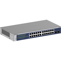 Netgear GS724T Gestito L2+/L3 Gigabit Ethernet (10/100/1000) 1U Blu, Grigio, Interruttore blu, Gestito, L2+/L3, Gigabit Ethernet (10/100/1000), Full duplex, Montaggio rack, 1U