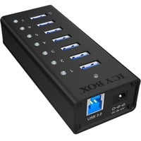 ICY BOX IB-AC618 USB 3.2 Gen 1 (3.1 Gen 1) Type-B 5000 Mbit/s Nero, Hub USB USB 3.2 Gen 1 (3.1 Gen 1) Type-B, USB 3.2 Gen 1 (3.1 Gen 1) Type-A, 5000 Mbit/s, Nero, Alluminio, HDD, Potenza