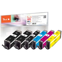 Peach PI100-379 cartuccia d'inchiostro 6 pz Compatibile Resa elevata (XL) Nero, Ciano, Magenta, Giallo Resa elevata (XL), Nero, Ciano, Magenta, Giallo, 17 ml, 10 ml, 6 pz, Confezione multipla