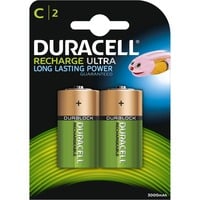 Duracell Ultra C Batteria ricaricabile Nichel-Metallo Idruro (NiMH) Batteria ricaricabile, C, Nichel-Metallo Idruro (NiMH), 1,2 V, 2 pz, 3000 mAh