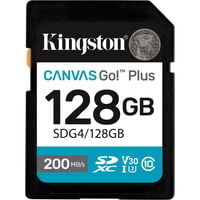 Kingston Canvas Go! Plus 128GB SDXC Canvas Go Plus Gen4 200MB/s C10 UHS-I U3 V30, Scheda di memoria Nero, 128 GB, SDXC, Classe 10, UHS-I, 200 MB/s, 100 MB/s