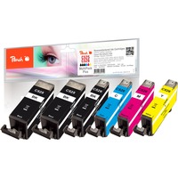 Peach PI100-249 cartuccia d'inchiostro 6 pz Compatibile Nero, Ciano, Magenta, Nero per foto, Giallo Nero, Ciano, Magenta, Nero per foto, Giallo, 19 ml, 9 ml, 6 pz, 410 pagine, Confezione multipla