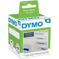 Dymo LW etichette originali per cartelle sospese | 12 mm x 50 mm | 12 rotoli da 220 etichette facilmente staccabili | autoadesive | per etichettatrici LabelWriter bianco, Bianco, Etichetta per stampante autoadesiva, Carta, Permanente, Rettangolo, LabelWriter