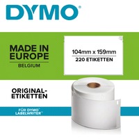 Dymo LW etichette extra large originali per etichettatrice LabelWriter 5XL/4XL | 104 mm x 159 mm | Rotolo da 220 | nero su bianco Bianco, Etichetta per stampante autoadesiva, Carta, Permanente, Rettangolo, LabelWriter