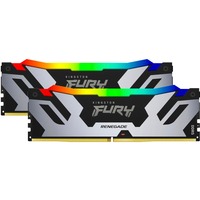 Kingston FURY FURY 96GB 6000MT/s DDR5 CL32 DIMM (Kit da 2) Renegade RGB XMP, Memoria argento/Nero, 96 GB, 2 x 48 GB, DDR5, 288-pin DIMM