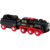 BRIO Battery-Operated Steaming Train,  veicolo da gioco Nero/Rosso, Battery-Operated Steaming Train, Modello di treno, Ragazzo, 3 pz, 0,3 anno/i, Nero, Rosso, Modello di ferrovia/treno