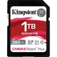 Kingston 1TB Canvas React Plus SDXC UHS-II 280R/150W U3 V60 for Full HD/4K, Scheda di memoria 1 TB, SDXC, Classe 10, UHS-II, 280 MB/s, 150 MB/s