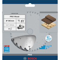 Bosch 2 608 837 668 lama circolare 13,6 cm 1 pz, Lama per sega Legno, 13,6 cm, 2 cm, 1 mm, 11000 Giri/min, 1,5 mm