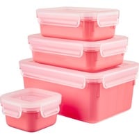 Emsa Clip & Close Rettangolare Set Corallo 4 pz, Casella Coral/trasparente, Set, Rettangolare, Corallo, Polipropilene (PP), Elastomero Termoplastico (TPE), Germania, 200 ml