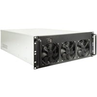Inter-Tech 4F28 Supporto Nero, Argento, Server case Nero, Supporto, Nero, Argento, ATX, EATX, Mini-ITX, uATX, Acciaio, 4U, 15,5 cm