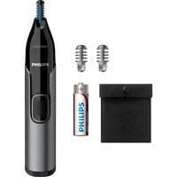 Philips Serie 3000 Rifinitore Taglia Peli Naso e Orecchie NT3650/16, Tagliapeli Naso ed Orecchie grigio/Nero, Grigio, Acciaio inox, Batteria, Stilo AA, 101 mm, 196 mm