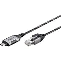 goobay Cavo adattatore Ethernet USB-C 3.2 Gen2 > RJ-45, Slim Nero/grigio