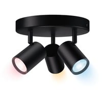 WiZ IMAGEO 3x faretto orientabile Piastra rotonda, Luce LED Nero, Faretto luminoso intelligente, Wi-Fi/Bluetooth, Nero, Wi-Fi 4 (802.11n), 802.11b, 802.11g, LED, Metallo