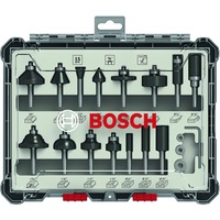 Bosch 2607017473 Set di punte 15 pz, Fresa Set di punte, 3,5 cm, 15 pz, 12,25,45,90°, DIN EN-847, Germania