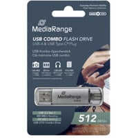 MediaRange Chiavetta di memoria combo 512 GB, Chiavetta USB argento/trasparente