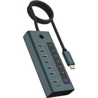 ICY BOX IB-HUB1457-C31 USB 3.2 Gen 1 (3.1 Gen 1) Type-C 10000 Mbit/s Blu, Grigio, Hub USB USB 3.2 Gen 1 (3.1 Gen 1) Type-C, USB 3.2 Gen 2 (3.1 Gen 2) Type-C, USB tipo-C, 10000 Mbit/s, Blu, Grigio, Alluminio, 20 W