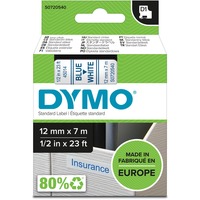 Dymo D1 etichette originali | Rotolo da 12 mm x 7 m | stampa blu su bianco | etichette autoadesive per etichettatrice LabelManager | 1 Pezzo, Nastro di scrittura Blu su bianco, Poliestere, Belgio, -18 - 90 °C, DYMO, LabelManager, LabelWriter 450 DUO