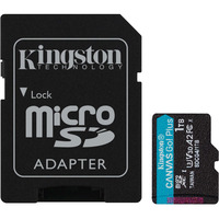 Kingston Scheda microSDXC Canvas Go Plus Gen4 200MB/s A2 U3 V30 da 1 TB + adattatore, Scheda di memoria Nero, 1 TB, MicroSD, Classe 10, UHS-I, 200 MB/s, 160 MB/s
