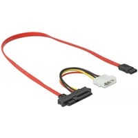 DeLOCK 82219 cavo Serial Attached SCSI (SAS) 0,5 m 12 Gbit/s Rosso 0,5 m, SATA 7pin, SAS SFF-8482 + 4pin, Dritto, Dritto, 12 Gbit/s