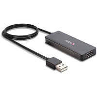 Lindy 42986 hub di interfaccia USB 2.0 480 Mbit/s Nero, Hub USB USB 2.0, USB 2.0, 480 Mbit/s, Nero, Plastica, Cavo tondo