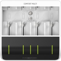 Ansmann 1001-0093 carica batterie Batteria per uso domestico dC, Caricabatterie bianco/Nero, Nichel-Metallo Idruro (NiMH), Stilo AA, Mini Stilo AAA, C, D