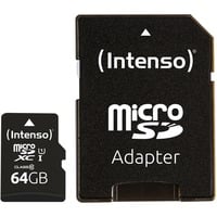 Intenso 3424490 memoria flash 64 GB MicroSD UHS-I Classe 10, Scheda di memoria Nero, 64 GB, MicroSD, Classe 10, UHS-I, Class 1 (U1), A prova di temperatura, Resistente agli urti, Impermeabile, A prova di raggi X
