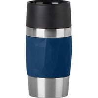 Emsa Travel Mug Compact 300 ml Blu, Acciaio inox, Tazza termica blu scuro/in acciaio inox, Blu, Acciaio inox, Silicone, Acciaio inox, Polipropilene (PP), Caffè, Tè, 300 ml, 7,2 cm