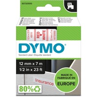 Dymo D1 etichette originali | Rotolo da 12 mm x 7 m | stampa Rossa su bianco | etichette autoadesive per etichettatrice LabelManager | 1 Pezzo, Nastro di scrittura Rosso su bianco, Poliestere, Belgio, -18 - 90 °C, DYMO, LabelManager, LabelWriter 450 DUO