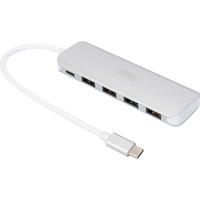 Digitus Hub USB Type-C™ a 4 porte (USB 3.0) + PD argento